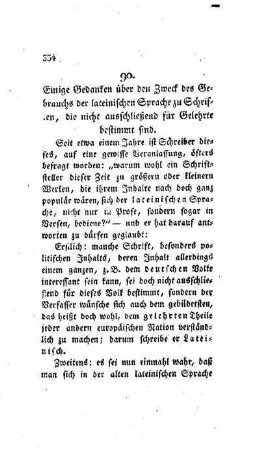 Einige Gedanken über den Zweck des Gebrauchs der lateinischen Sprache zu Schriften, die nicht ausschließlich für Gelehrte bestimmt sind : [90.]