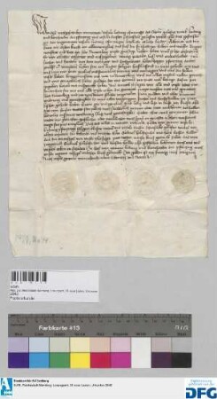 Ursula, Witwe des Ludwig Pfintzing sen., Ludwig und Bernhard Pfintzing, Ursula, Witwe des Erasem Schurstab, quittieren der Stadt Nürnberg über eine Summe Geldes, die sie dem Dr. Jorg Pfintzing, Propst, noch schuldig war. - Siegler: Gabriel Holtschuher, Erasem Haller, Ludwig und Bernhard Pfinczing.
