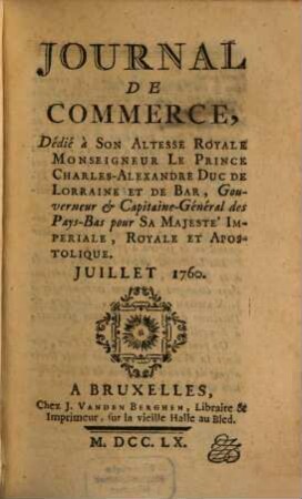 Journal de commerce. 1760,[3] = T. 10. Juillet