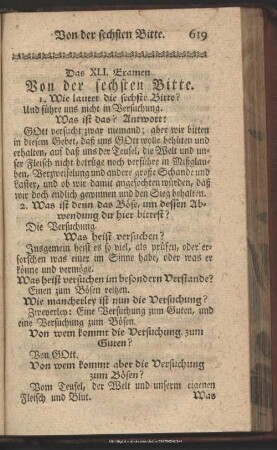 Das XLI. Examen. Von der sechsten Bitte