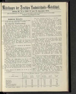 Beilage Nr. 19 zu Stück 47 vom 25. November 1905.