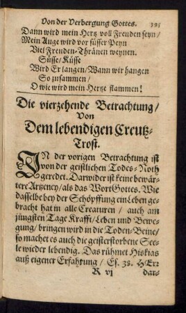 Die vierzehende Betrachtung/ Von Dem lebendigen Creutz-Trost.