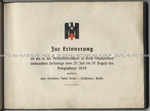 Fotoalbum zur Erinnerung an ein Ferienlager des Roten Kreuzes in der Reichsführerschule in Groß-Schulzendorf