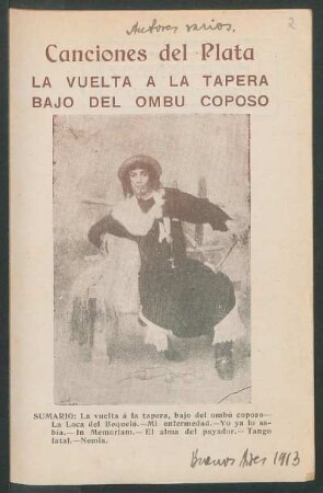 Canciones del plata : la vuelta á la tapera, bajo del ombú coposo