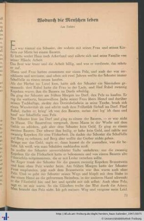 Wodurch die Menschen leben.