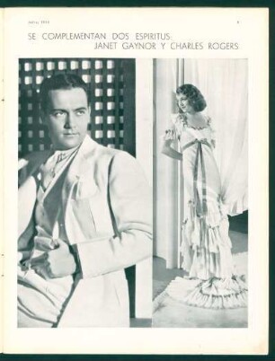 Se complementan dos espiritus: Janet Gaynor y Charles Rogers
