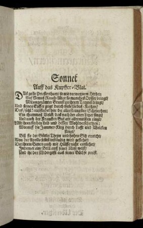 Sonnet Auff das Kupffer-Blat.