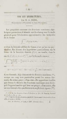 Sur les quadratures.