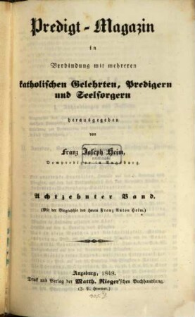 Predigt-Magazin. 18. 1849
