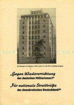 Sonderdruck des Artikels "Zu den Fragen des nationalen Kampfes" von Hermann Axen aus "Neues Deutschland" vom 7.5.1952