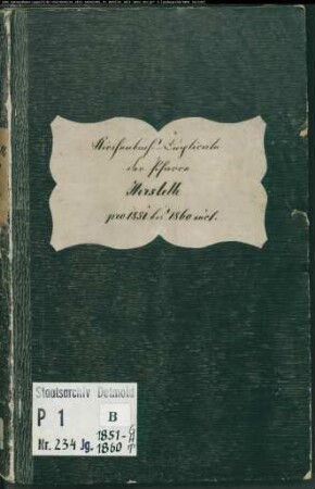 Kirchenbuchduplikat der katholischen Gemeinde Herstelle, Kreis Höxter (GHT 1851-1860) (Gemeinde: katholische Gemeinde Herstelle)
