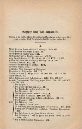 Register nach dem Alphabeth