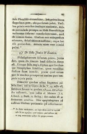 4.)De Secta Jonica & Eleatica
