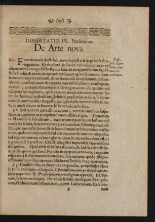 Dissertatio IV. Praeliminar.