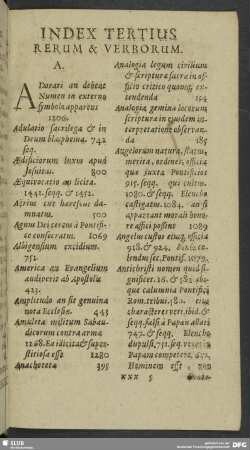 Index Tertius Rerum & Verborum