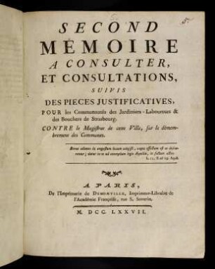 1-134, Second Memoire A Consulter, Et Consultations