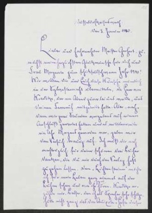 Brief von Herbert Eulenberg an Gerhart Hauptmann