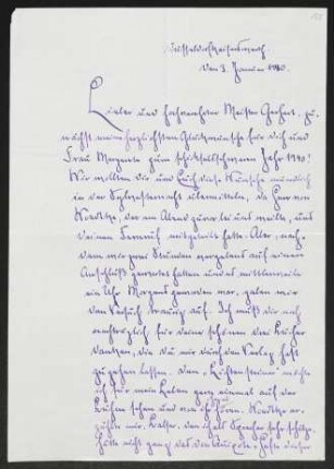 Brief von Herbert Eulenberg an Gerhart Hauptmann