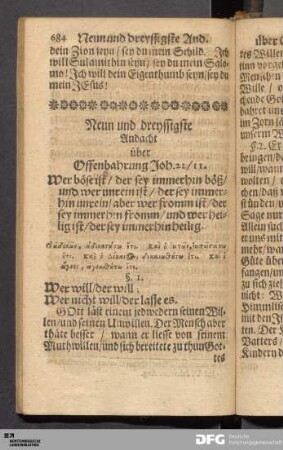 Neun und dreyssigste Andacht über Offenbahrung Joh. 22 / 11.