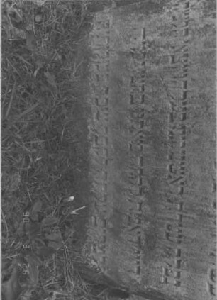 Grabstein 340 (Index: 100009402) Zustand: leicht eingesunken, Rückseite zum Teil abgebröckelt Maße HxBxT: 87x54x11 cm: Grabstein 340C