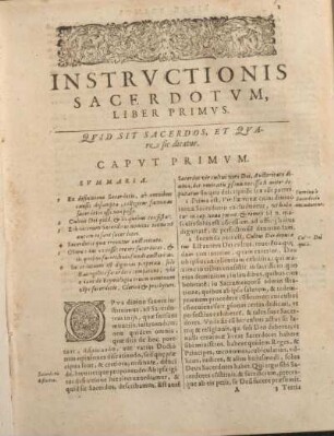 Instrvctionis Sacerdotvm, Liber Primvs.