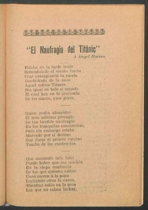 "El naufragio del Titánic" : A Ángel Marino