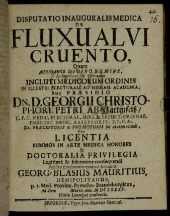 Disputatio Inauguralis Medica De Fluxu Alvi Cruento