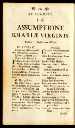XV. Augusti In Assumptione B. Mariae Virginis