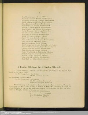 V. II. Besondere Mittheilingen über die Königliche Müllerschule