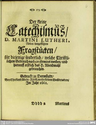 Der kleine Catechismus, D. Martini Lutheri