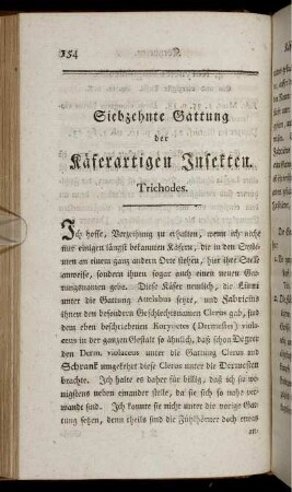 Siebzehnte Gattung der Käferartigen Insekten. Trichodes.