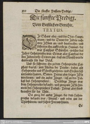 Die fünffte Predigt. Vom geistlichen Gerichte : fünffte Predigt. Vom geistlichen Gerichte