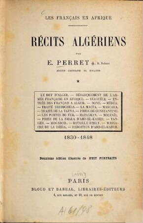 Les Français en Afrique : récits algériens, 1