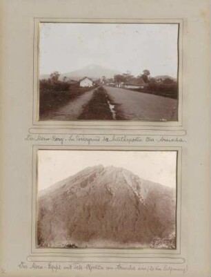 links: Militärposten Ober-Aruscha vor dem Meru-Berg rechts: Meru-Gipfel von Aruscha aus gesehen