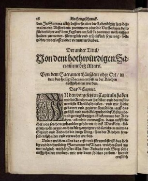 Der ander Titul. Von dem hochwürdigen Sacrament deß Altars