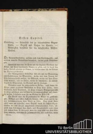 Erstes Kapitel. Einleitung. - Uebersicht der zu behandelnden Gegenstände. - Begriff und Nutzen der Chemie. - Wichtigkeit derselben für die industriellen Wissenschaften.
