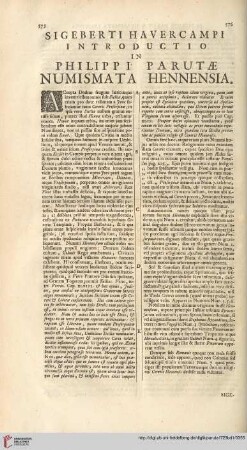 Sigeberti Havercampi introductio & commentarius in Philippi Parutae numismata Hennensia