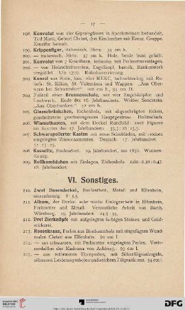 VI. Sonstiges (Nr. 210-228)