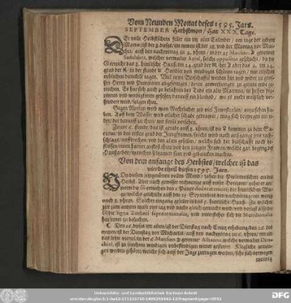 Von dem anfange des Herbstes/ welcher ist das vierde theil dieses 1595. Jars.