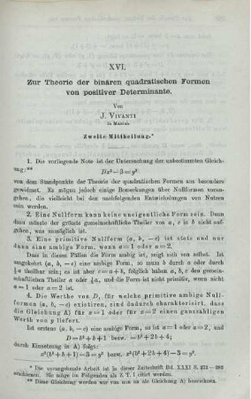 XVI. Zur Theorie der binären quadratischen Formen von positiver Determinante.