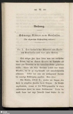 Anhang. Schwarze Blätter vom Genfersee
