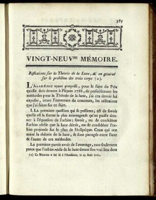 Vingt-neuv me Mémoire.