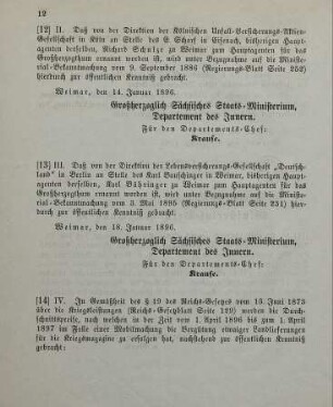 12. Ministerial-Bekanntmachung, betreffend Wechsel in der Hauptagentur der Kölnischen Unfall-Versicherungs-Aktien-Gesellschaft in Köln