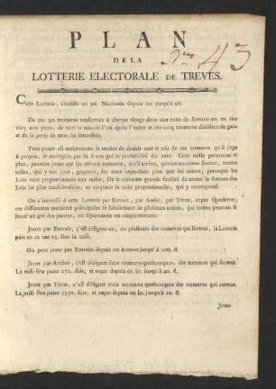 Plan De La Lotterie Electorale De Tréves