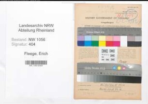 Entnazifizierung Erich Fleege , geb. 10.07.1896 (Lehrer)