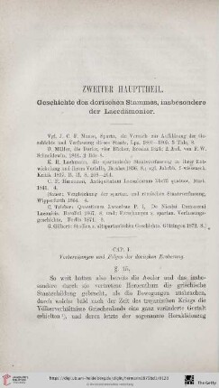 Zweiter Hauptheil: Geschichte des dorischen Stammes, insbesondere der Lacedämonier