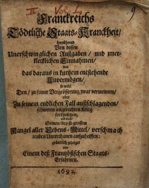 Franckreichs Tödtliche Staats-Krankheit