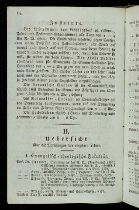 14-16, II. Uebersicht über die Vorlesungen der einzelnen Lehrer