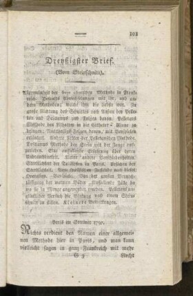 Dreysigster Brief. (Vom Steinschnitt)