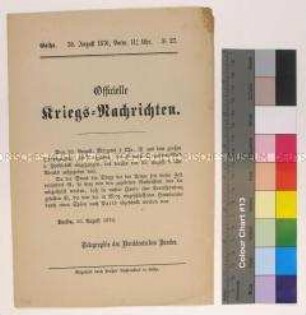 Kriegsdepesche des Norddeutschen Bundes über die Kriegsereignisse vom 30.8.1870 bei Metz